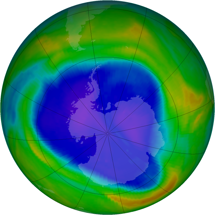 Antarctic ozone map for 11 September 1999